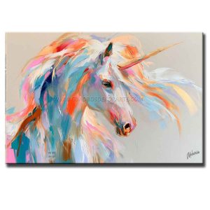 cuadros de unicornios pintado a mano en acrílico medida de 120x80cm.