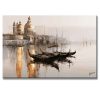 Cuadros de Venecia pintada a mano en acrílico con relieve táctil. Diseño moderno en blanco, gris y dorado, ideal para decorar salas con elegancia.