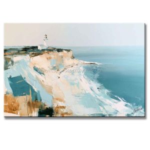 cuadros de faros pintado a mano con relieve táctil en medida de 120x80cm.