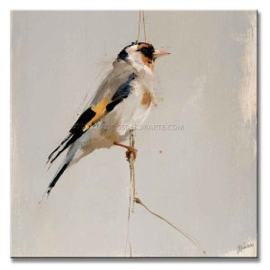 cuadro el jilguero pintado a mano en acrílico en medida de 100x100cm.