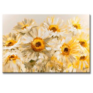 Cuadro de girasoles pintado a mano en acrílico con relieve táctil en medida de 120x80cm.