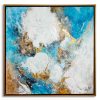 pintura abstracta essencial pintado a mano en acrílico con relieve y marco color dorado