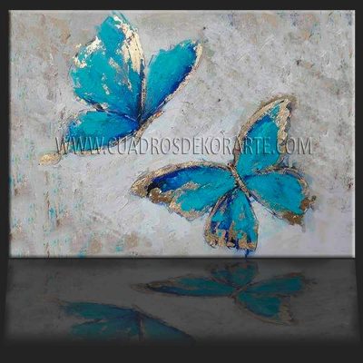 cuadros cuadros decorativos mariposas azules colores azul, dorado y beige
